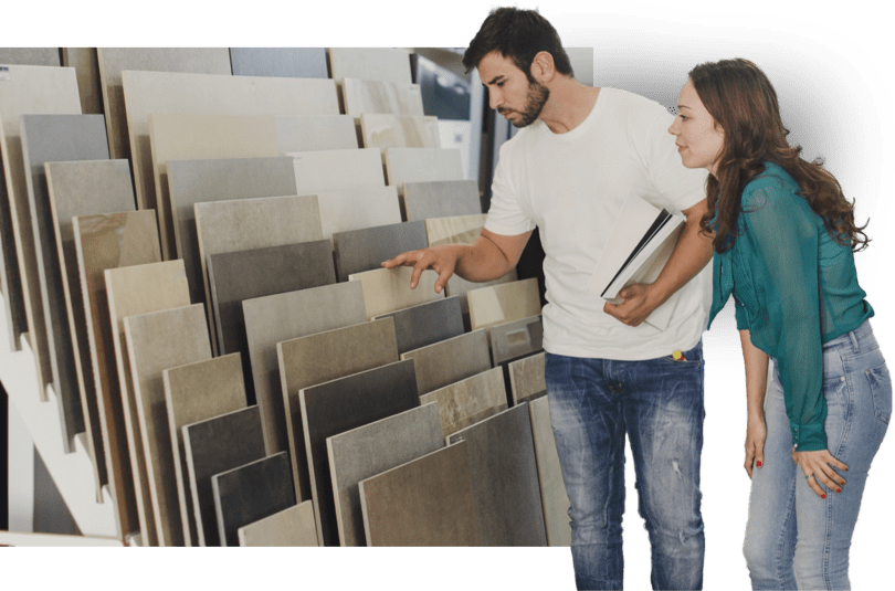 Couple choose flooring | Derailed Commodity Flooring & Furniture